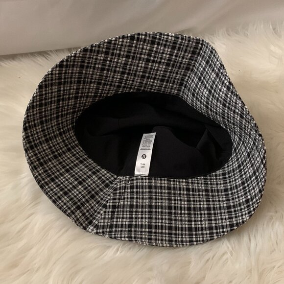 LULULEMON Seersucker Check Wide-Brim Hat in Blister Check/White Sz M/L - Picture 2 of 4